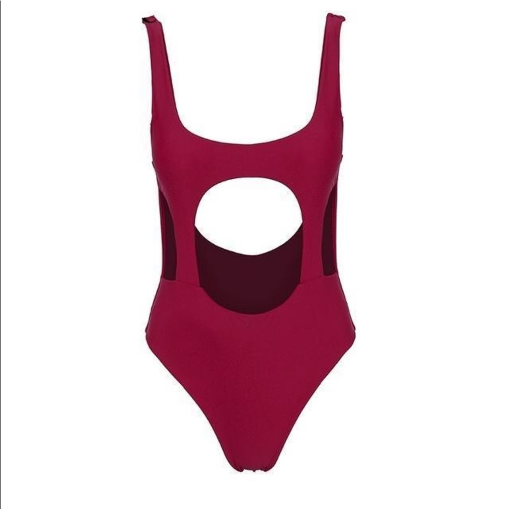 Tiffany whine red  cut out one piece swimsuit - Picture 6 of 8
